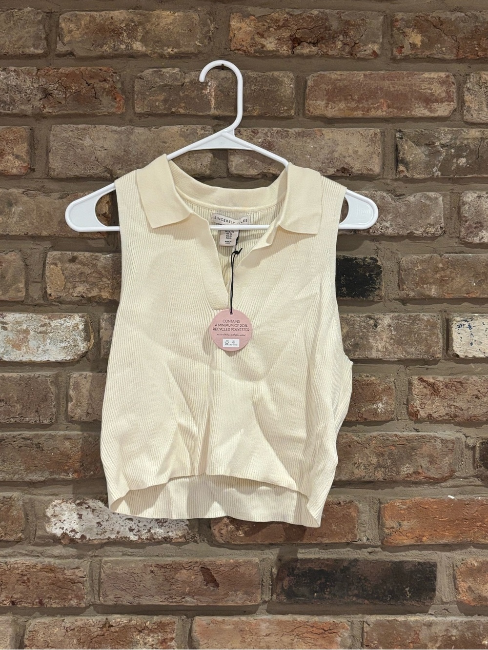 NWT Collared Sleeveless Top - Cream